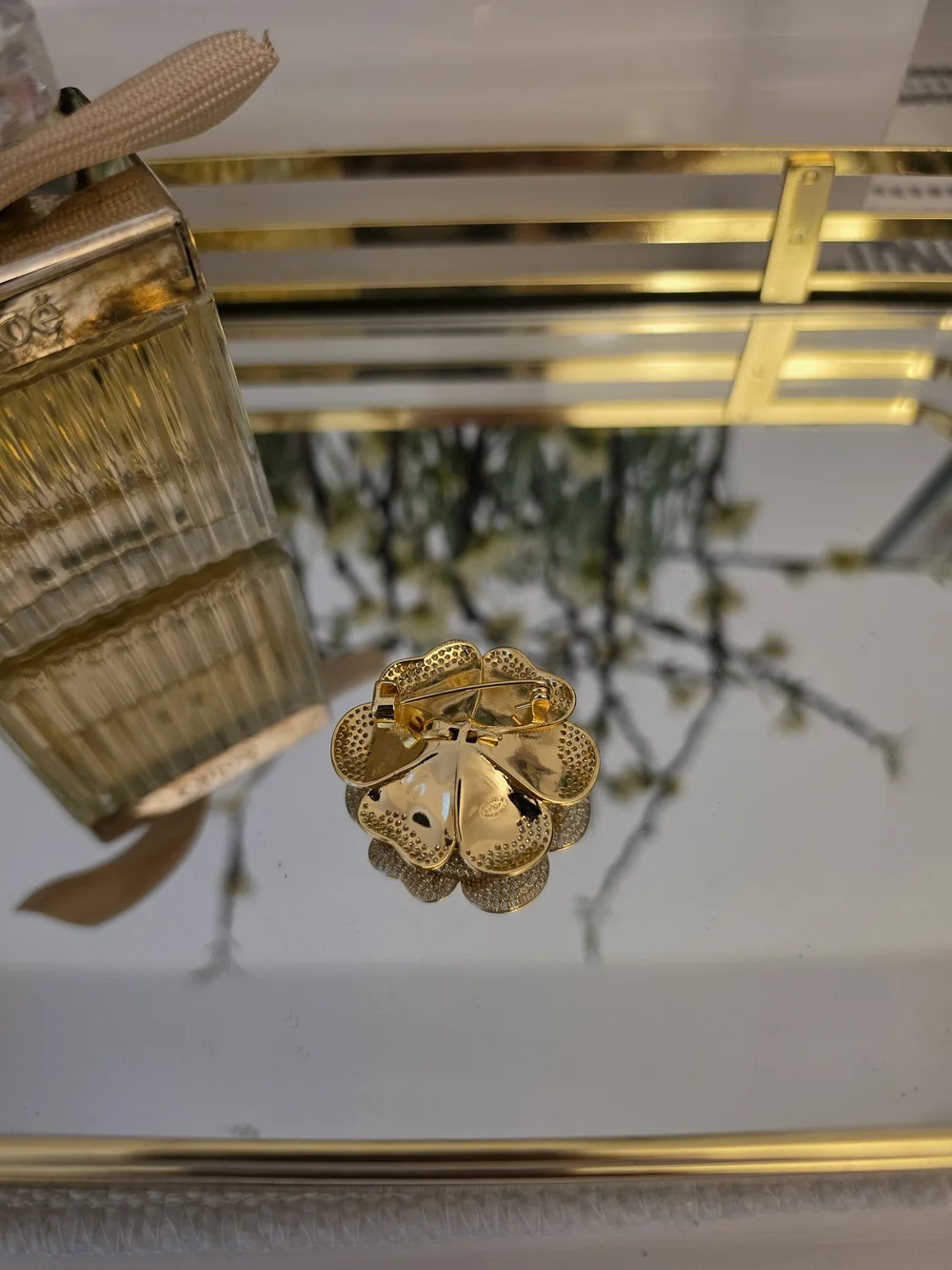 Gold Camellia Brooch